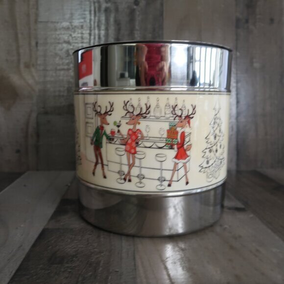 Christmas Ice Bucket Mikasa Reindeer Stainless Steel Champagne Chiller Lid Tongs - Picture 4 of 7